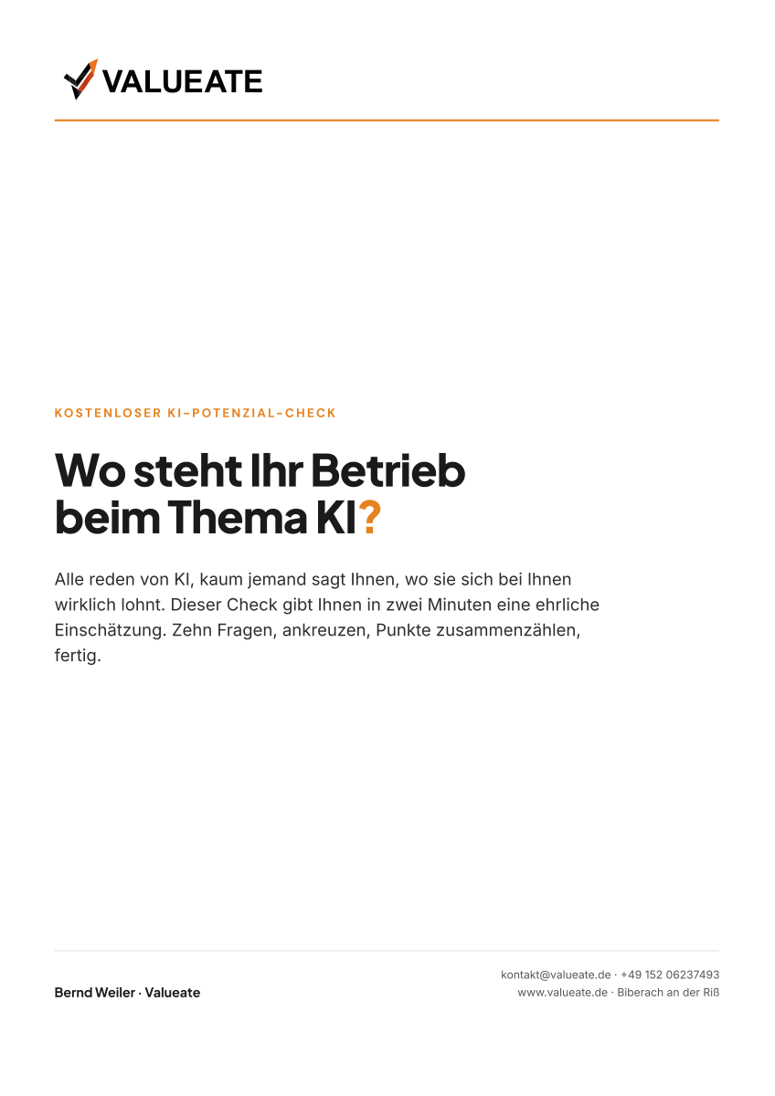 Titelseite des KI-Potenzial-Checks für KMU